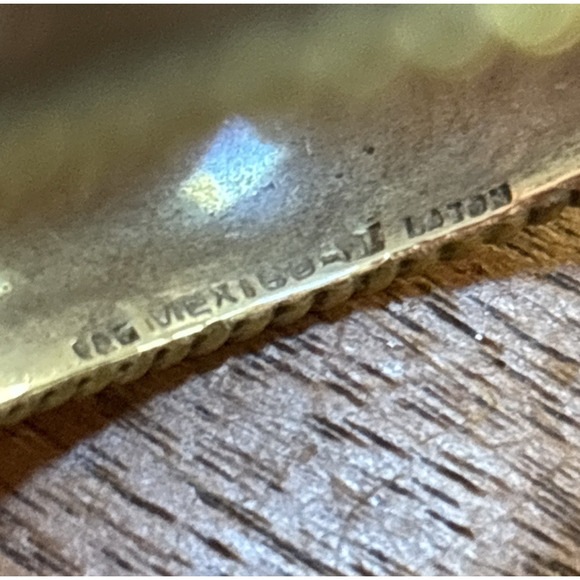 Vintage LATON MEXICO 925 Sterling Silver Cuff Bracelet w/ brass rope twist trim - Picture 6 of 6